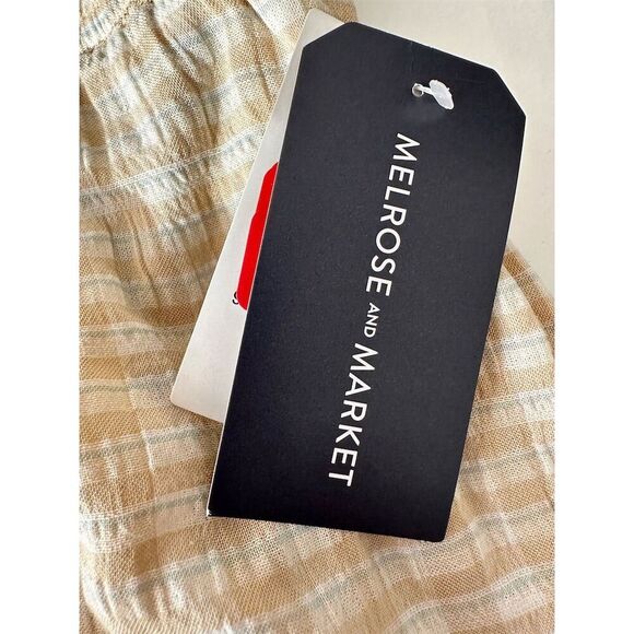 Melrose and Market Women's Plaid Drawstring Shorts Beige Size XL - Picture 5 of 6